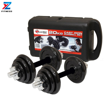 ZY Fitness Hot Sale: 20kg Cast Iron Adjustable Dumbbells Set with Case