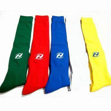 multicolor football socks of polyester composition and coolmax foot