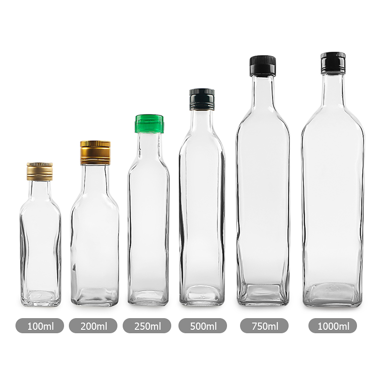 200ml Clear Square Olive Oil Glass Bottle