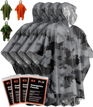 Emergency Waterproof Reusable Thermal Poncho: Lightweight Raincoat with Hood for Camping and Outdoors