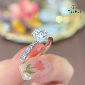 Wholesale 18K Gold HPHT CVD Lab-Grown Diamond Round Cut Engagement Ring - Certified 6 Prong