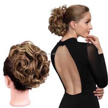 AliLeader Dish Hair Bun Short Ponytail Tray Hairpiece Messy Bun Scrunchie Combs Clip in Curly Stretch Updo Hair Pieces for Women
