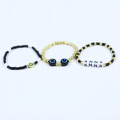 Ferrous, glass beads, personalized bracelet set