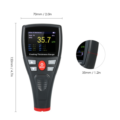 A digital coating thickness gauge with high-definition display