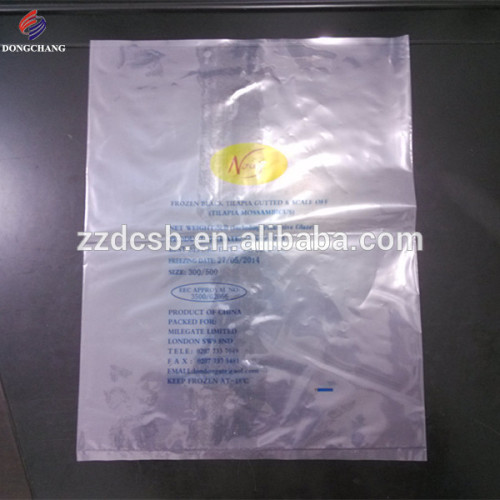 Customized artwork printed plastic pe bag for frozen food packaging