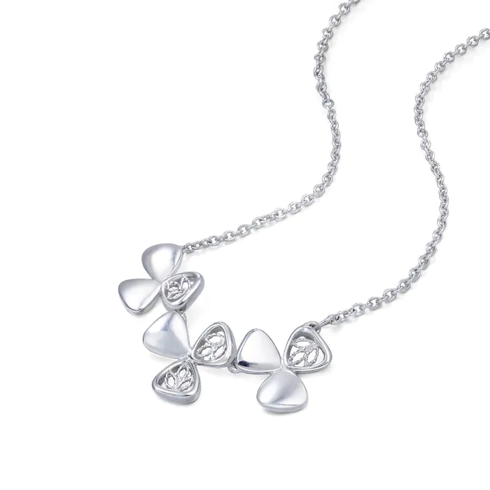 エレガント PT950 プラチナ マルチバタフライ ステーション ネックレス