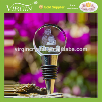 3D laser round crystal wine stopper as baby shower souvenir gift, bar set