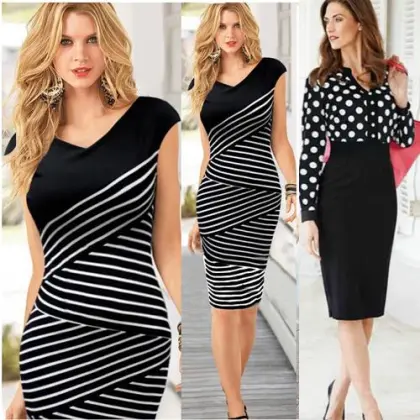 Fashion Stripes High Waist OL Work Slim Clothing