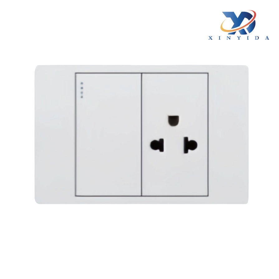 Soket suis dinding kawalan plat logam tunggal