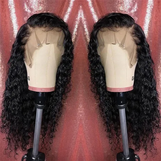 Ali Panda Wholesale Deep Wave HD Full Lace Wigs Human Hair Lace Front Peruvian Virgin Hair 360 Lace Front Wigs for Black Women