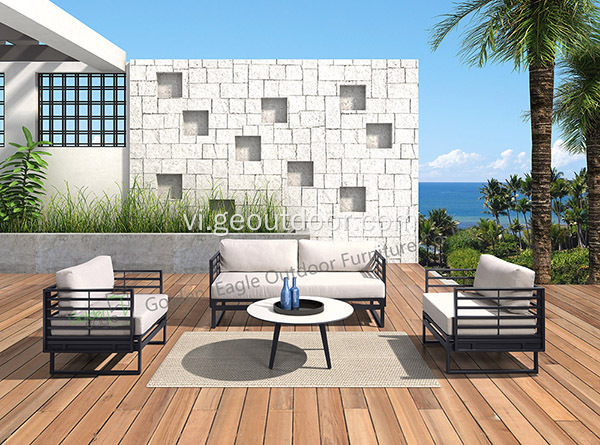 Nhôm PE mây & Wicker ngoài trời bộ sofa