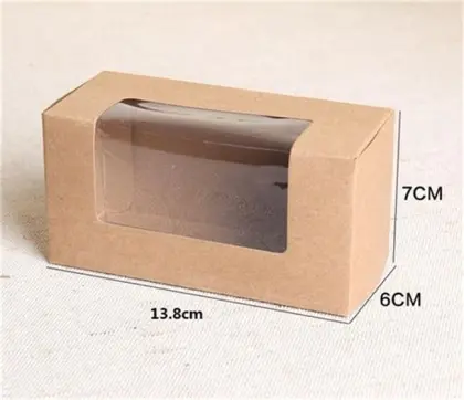 Clear window kraft brown cake box