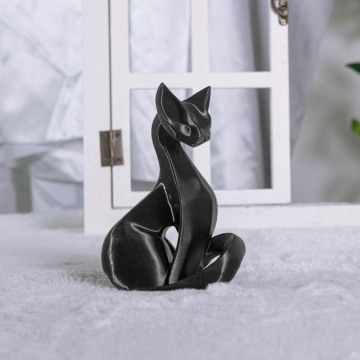 黒の抽象的な猫のデスクトップ彫刻