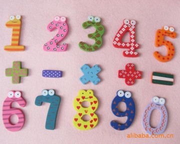 Lovely wood fridge magnet early baby education fridge magnet number toy