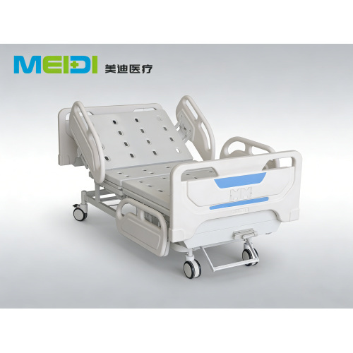 Single Crank Nursing Bed for Elderly Care, Four Small Guardrails, Central Control Brake Ward Bed