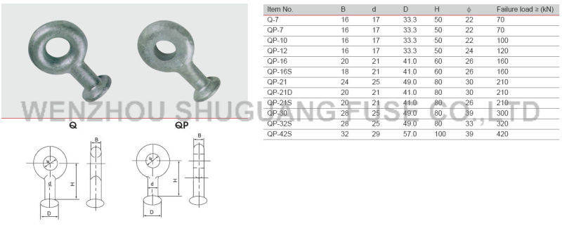 Qp Forged Type Ball-Eyes Power Link Fittings Connect Pole Hardware