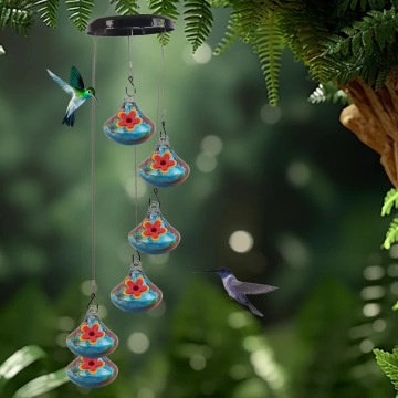 Green Leaves Garden Window Wind Chime Hummingbird Feeder - Ant and Bee Proof