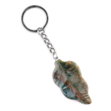 Fancy Jasper Handmade Craved Leaf Pendant keychain Accessories