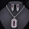 Red Rhinestone Party Necklace Earring Jewelry Set