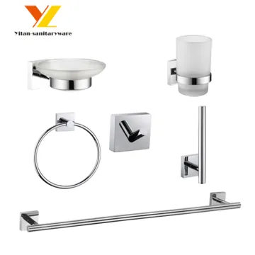 Wall Mounted Brass Bathroom Accessories Set - Modern Bath Hardware