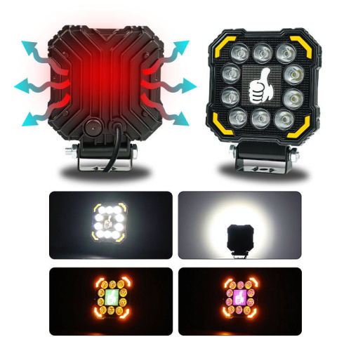LiuHJG square Motorcycle Led Spotlight Led Work Light 10 Lens 12-80V Led Fog Light White Color with Flash