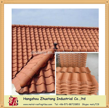 Metal tile looks like clay roof tile with clay tile color and shape