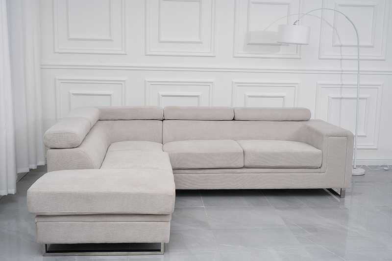 Fabric Corner Sofa with Headrest Adjustable
