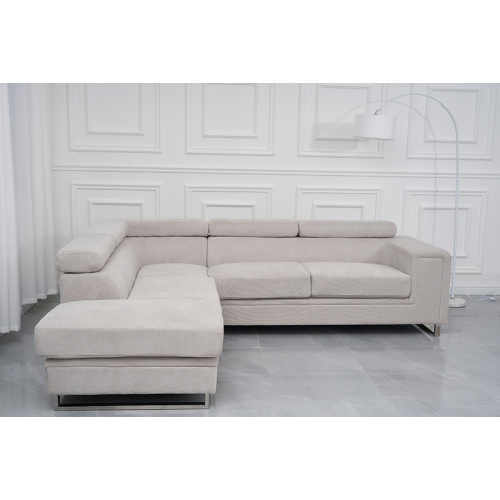 Fabric Corner Sofa with Headrest Adjustable