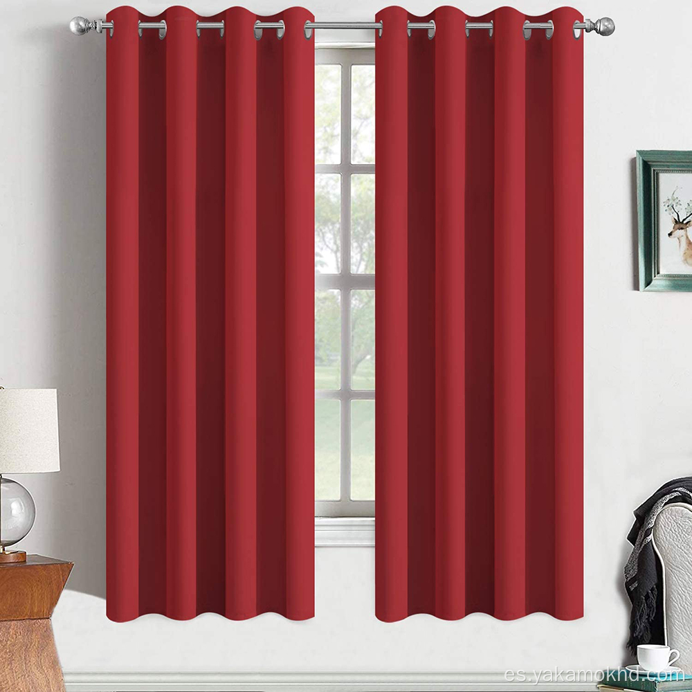 Cortinas opacas rojas de 63 pulgadas de largo