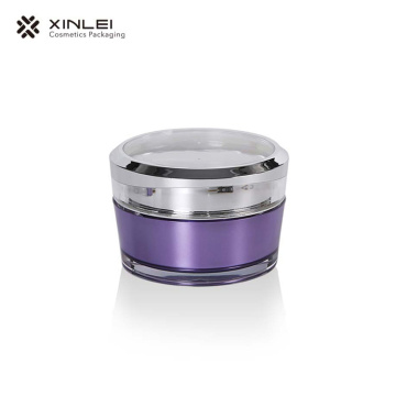 Botella de crema de acrílico púrpura 50G con anillo de plata