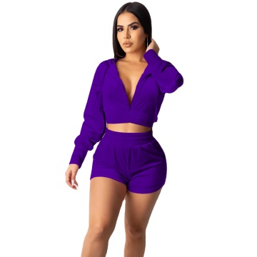 2021 Women Long Sleeve Shorts Two Piece Suit