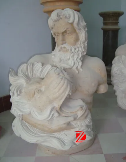 Greek bust sculpture with lion head