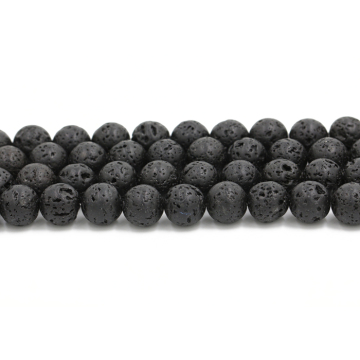 2018 Alibaba fornecedor de ouro por atacado 8mm natural pedra de lava negra contas soltas