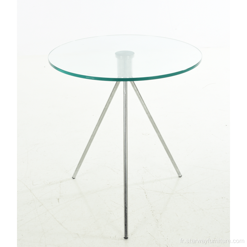 petite table basse ronde en verre trempé