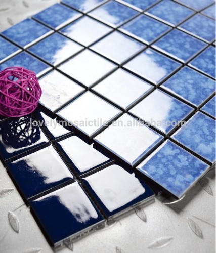 cheap blue kiln ceramic mosaic tiles porcelain for pool washroom wall 48*48mm