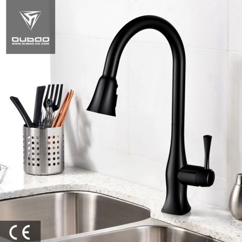 Robinet mitigeur de cuisine à bec pivotant noir pulldown noir mat