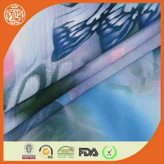 2014 Digital effect 100% polyester chiffon printed fabric for dress