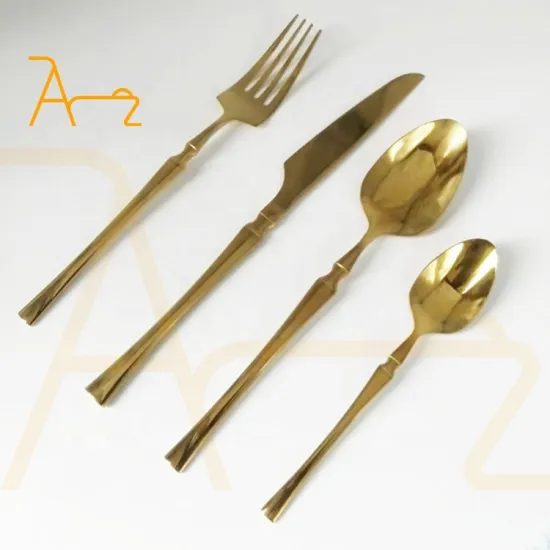 High-Quality Gold Stainless Steel Party, Wedding, and Travel Flatware Sets: Includes Spoon, Fork, Knife - Complete Cutlery Set