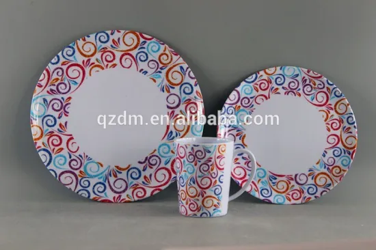 Simple Design Melamine Dinner Set Of 3 Piece For UK Market