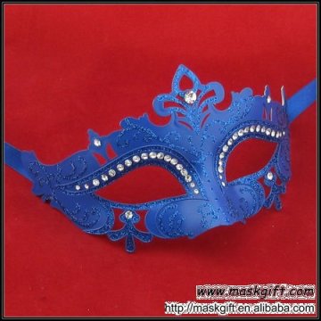 Wholesale Fancy Masquerade Mask With Diamond Blue Half Face Plastic Mask