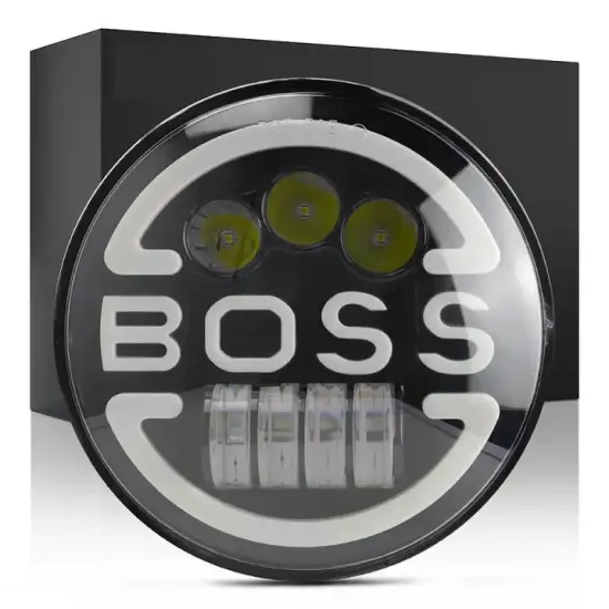 7 Inch Round LED Headlight with High Low Beam, Yellow Turn Signal and DRL