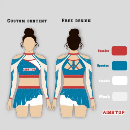Blue and White Varsity Cheerleading Uniforms