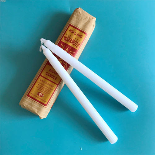 15081129555 Africa white fluted pillar taper candle