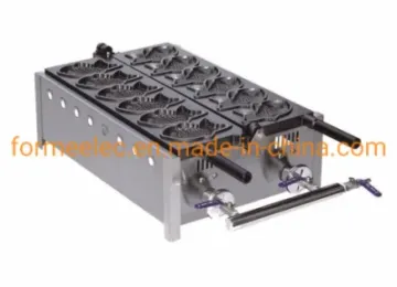 Gas Taiyaki Machine 2 Plates 6 Fish Gas Taiyaki Maker