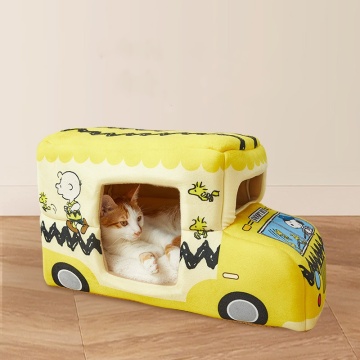 2024 New Design Snoopy Bus Cat Nest Warm Cotton Pet House for Winter