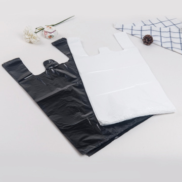 Eco-Friendly T Shirt Non Woven W Cut/U Cut Black PE Shopping Plastic Bag for Grocery