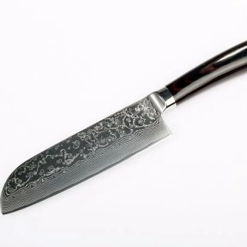 Professional Japanese Damascus Santoku Knife with Sand Patterns