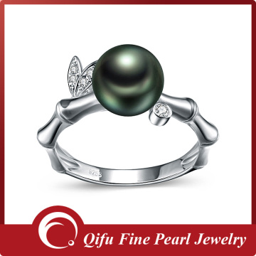 Unique charming 925 italian fine sterling silver tahitian pearl ring