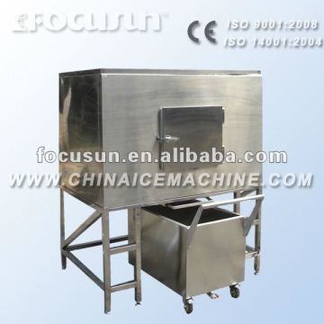 Small ice making machine with stainless steel ice bin and ice trolley car
