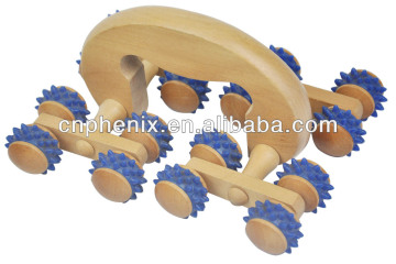 Handhold Wood Massager 16 Balls Wooden Roller Stress Relief Body Massage Relax Feet
